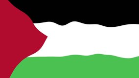 Palestine and Gaza Strip flag waving in the wind cycle looped video with alpha mask - 3D Render Video Of Gaza Flag