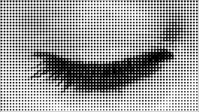 This is a motion graphic animation video of a halftone blinking eye comical dot background, which loops, in black and white.