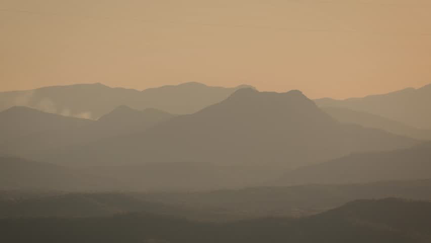 Afternoon sunset view of Mount Maroon in the Scenic Rim from Lamington National Park, Queensland, Australia