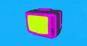 Motion design fun animation. Art collage, magazine style. Suitable for use in vj and misic videos. Old TV acid colors grunge