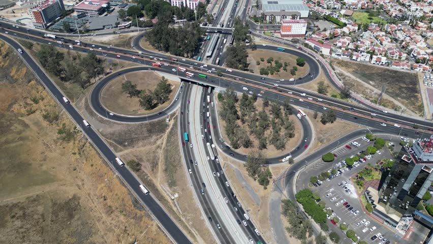 Diagonal Aerial Perspective: View of Vallarta Avenue and Periferico Overpass in Guadalajara