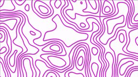 Animated pink color abstract pattern with animation of morphing line as topographic map