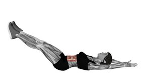 Alternate Leg Pull fitness exercise workout animation video female muscle highlight 4K