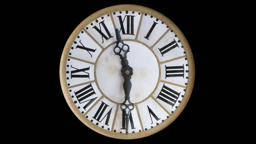 Full twelve hour rotating ancient clock on a transparent background with alpha channel and seamless loop Royalty-Free Stock Footage #1105228333