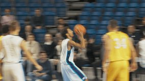 Determined Basketball Coach Yelling Motivational Speaches, Suggesting In-Game Offensive Team Strategy to Players. Focus Switching to Diverse Basketballers Scoring a Successful Goal - Powered by Shutterstock - Get 15% off with code: PIKWIZARD15