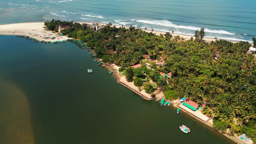 beautiful debag beach island bird eye view in malvan