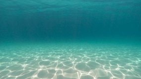 Underwater seascape sandy ocean floor with ripples of water surface in the Atlantic ocean, natural scene, Spain, Galicia