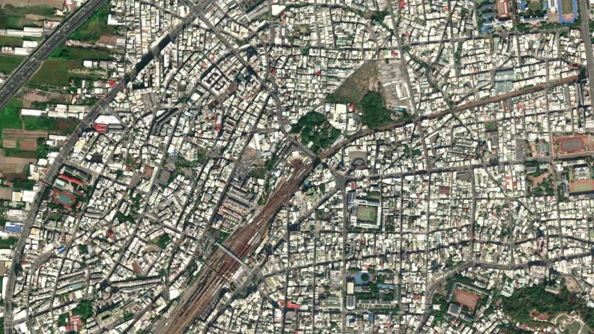 Earth zoom in from space to Changhua, Taiwan. Followed by zoom out through clouds and atmosphere into space. Satellite map top down panoramic view. Travel intro