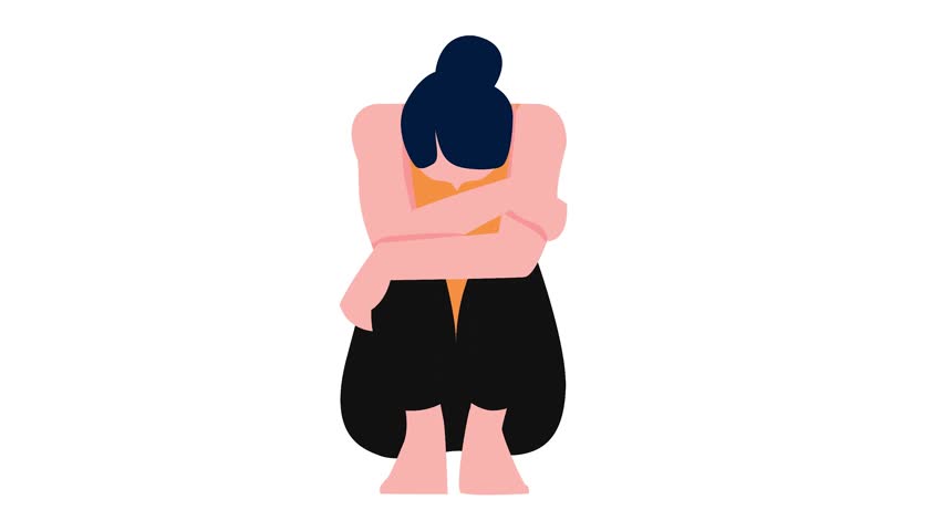 Crying woman emotion. Female upset. Flat character head with facial expression animation. 4K