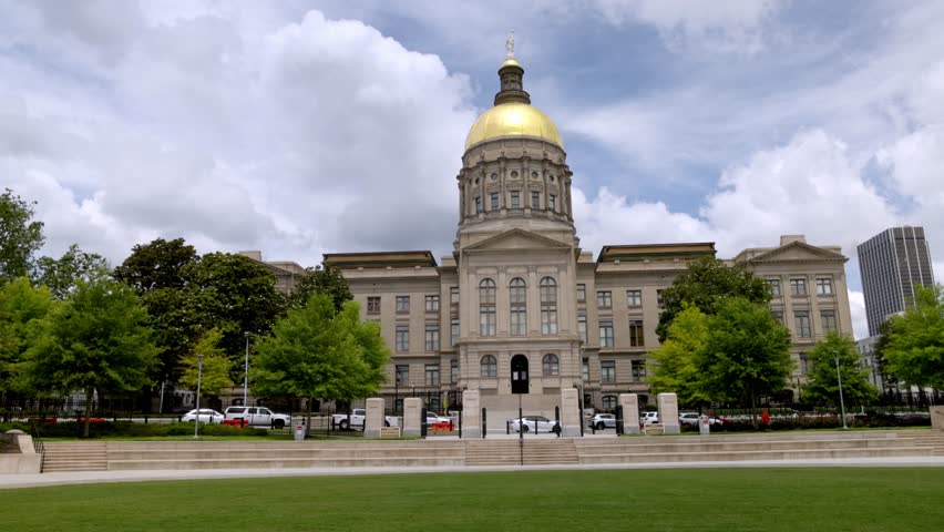 Georgia state capitol building in Atlanta, Georgia with video stable wide shot..