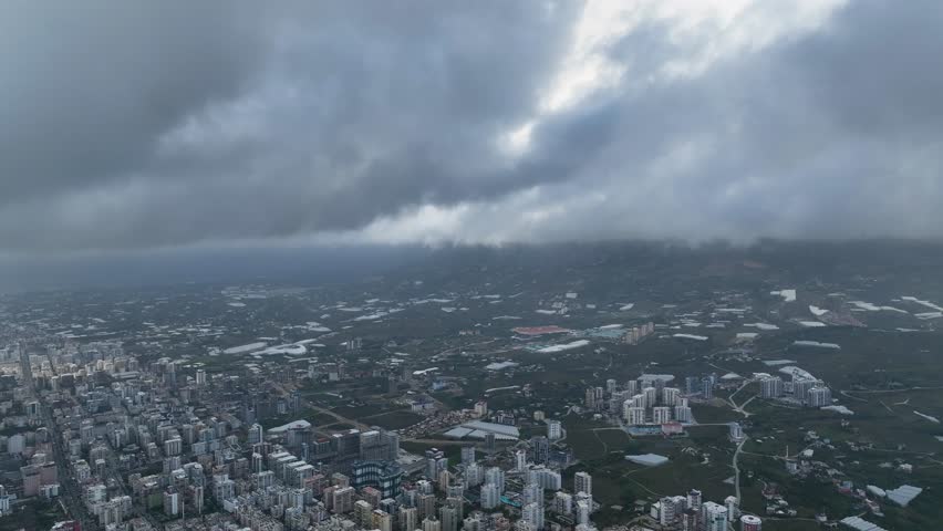 Discover the awe-inspiring winter vista as our cinematic drone unveils the dramatic cloudscape over the Mediterranean
