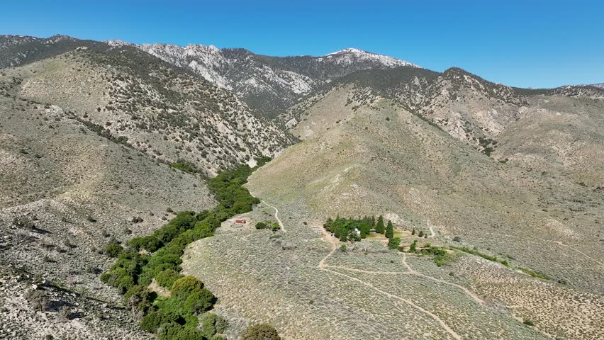 Elevated perspective of 150 acre ranch property bordering National Forest in Southern California and Eastern Sierra Nevada