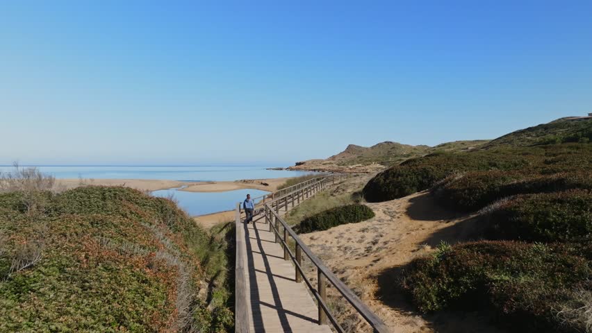 Aerial view of binimel-la beach at north of Menorca, Spain 