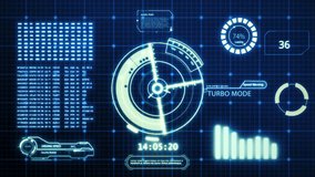 HUD driving car speed user interface computer screen display with pixels background. Blue abstract digital transformation hologram holographic technology concept. Sci-fi. 4K motion graphic footage - Powered by Shutterstock - Get 15% off with code: PIKWIZARD15