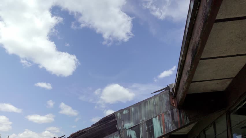 Abandoned building in Selma, Alabama with gimbal video walking underneath.