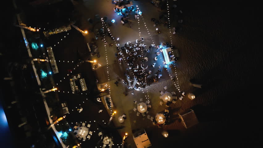 Night Beach Party Aerial View