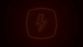 Glowing neon line Lightning bolt icon isolated on black background. Flash sign. Charge flash icon. Thunder bolt. Lighting strike. 4K Video motion graphic animation.
