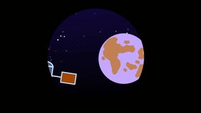 Animation of a space satellite circling a planet