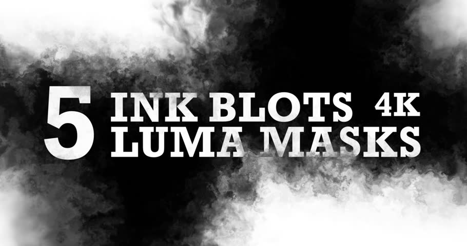 5 luma mask transitions of quick ink fluids. 4k. Clouds and fog abstract effects. Mystery fx, mystical transition feel.