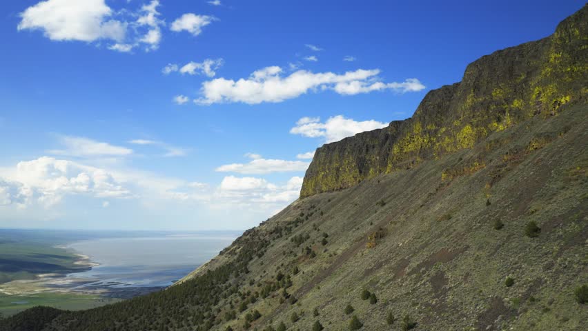 Majestic Steep Scarp Of Abert Rim In Lake County, Oregon, United States. Aerial Drone Shot