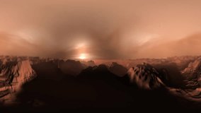 360-degree 4K video with Planet Mars surface, equirectangular projection, HDRI spherical panorama