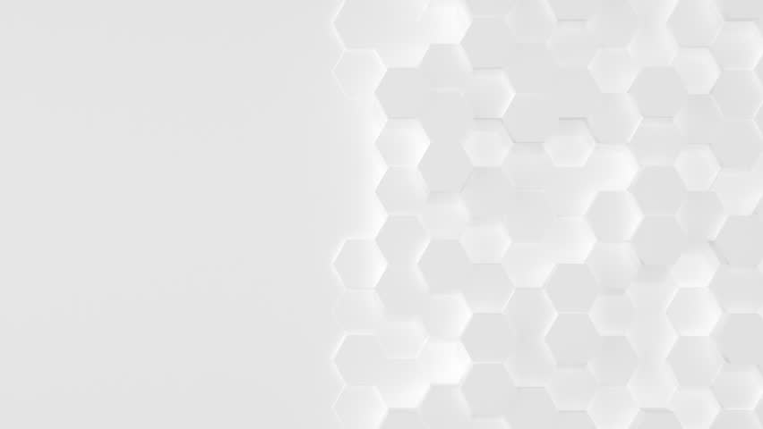 4K screen split pure white hexagons corporate backdrop. Perfect loop.