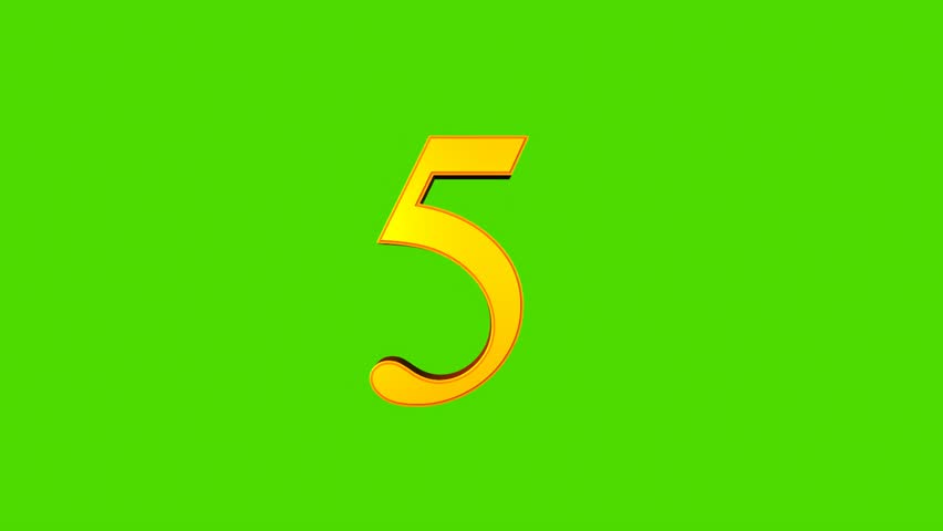 Number Five isolated on Green screen, Number Five Loop Video, Number Five Rotation, Figure Five.