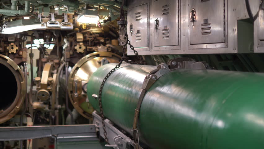 Torpedo in a submarine in 4k slow motion 60fps