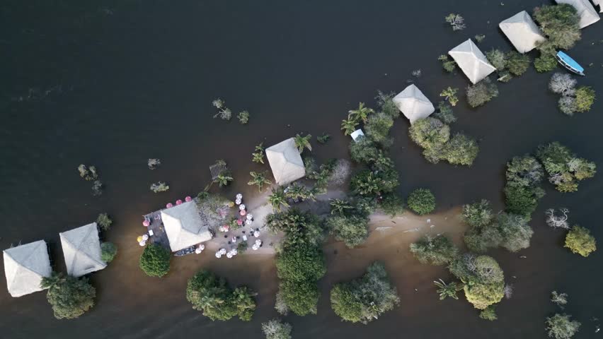 aerial view of Ilha do Amor in Alter do Chao near Santarem Amazonia Brazil during raining season amazon river rainforest  Royalty-Free Stock Footage #1105291907