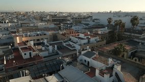 Aerial video of Seville, the capital and the largest city of Andalusia province of Spain