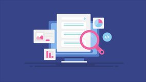 SEO - Search engine optimization. Search engine result page on computer screen with magnifying glass icon - 2D animation video clip - Powered by Shutterstock - Get 15% off with code: PIKWIZARD15