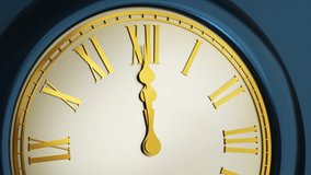 New Year's clock concept. The minute and hour hands of the golden wall clock are approaching 12, symbolizing the onset of the new year. 4k video - Powered by Shutterstock - Get 15% off with code: PIKWIZARD15