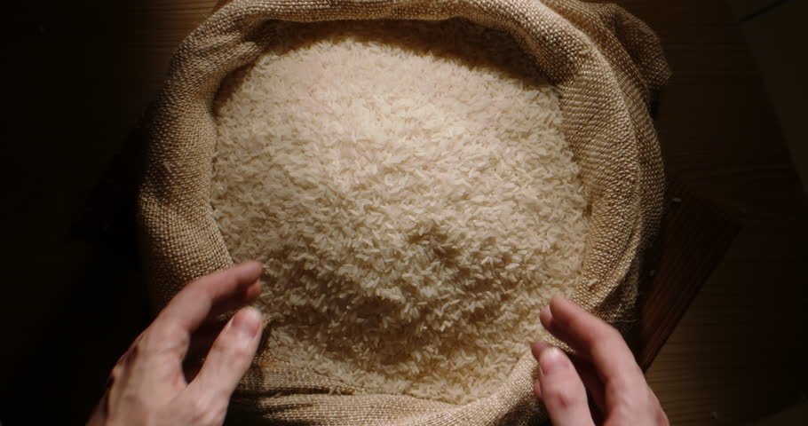 Farmer controls the quality of the rice grains in the bag. Hand examines the seeds, slow motion. rural economy export value chain grain storage entrepreneurship food preservation grain processing Royalty-Free Stock Footage #1105309517