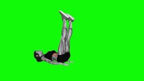 Alternate Leg Raise fitness exercise workout animation video female muscle highlight 4K