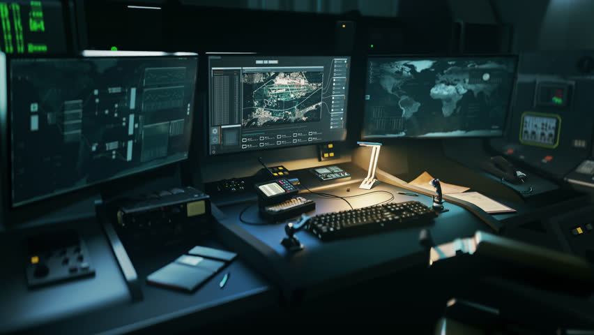 Military Control Room. Phantom Spy System Scans Airbase Location For Army Intelligence. Phantom Spy Satellite Scan Panel. Phantom Target Tracking. Spy Location Scan Computer. Technology. Target Search Royalty-Free Stock Footage #1105316259