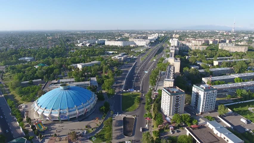 Panorama of the Circus of Uzbekistan in Tashkent City Royalty-Free Stock Footage #1105320909