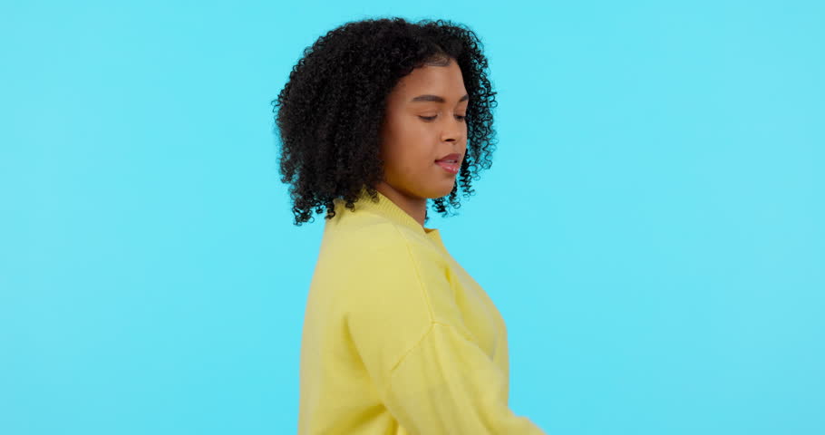 Strong, woman flex her muscles and against a green screen happy for strength. Empowerment or motivation, mockup space or power and cheerful female person pose for gender equality or achievement