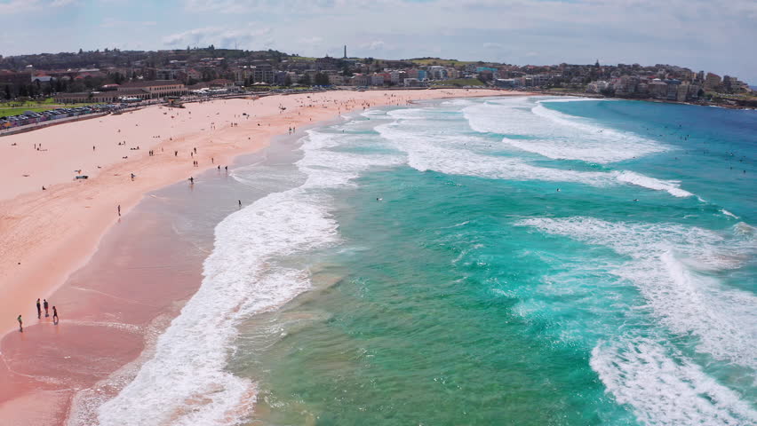Bondi beach Australia aerial view. Australia travel destination Royalty-Free Stock Footage #1105328321