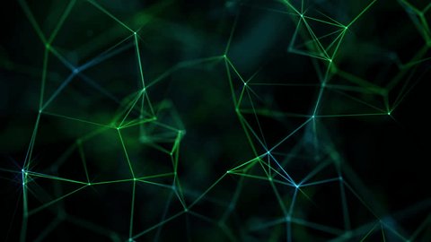 Abstract plexus tech background with glowing blue and green connecting lines and dots or nodes. Digital data network connectivity concept. This modern technology video is full HD and a seamless loop. 庫存影片