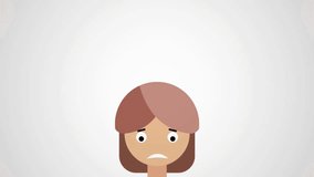 animated motion graphic transition of a girl's facial expression from sad to happy on a white background. animated motion graphic transition of a girl's facial expression from sad to happy on a white.