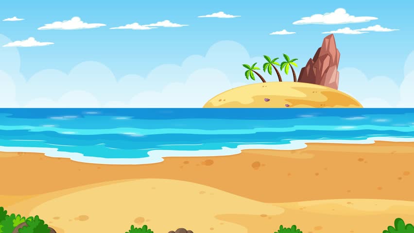 Cartoon animation beach and island background video Royalty-Free Stock Footage #1105343525