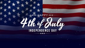 Happy 4th of July greeting animation 2023, lettering text with waving USA flag background and fireworks splash, Happy Independence Day united states of america concept, for banner, feed, stories - Powered by Shutterstock - Get 15% off with code: PIKWIZARD15