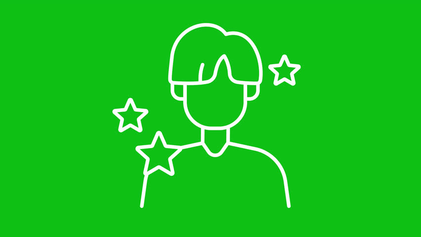 Korean cosmetic white icon animation. Animated line guy advertising face cream. Asian skincare. Loop HD video with chroma key, alpha channel, transparent background. Outline motion graphic animation
