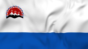 Waving flag of Kamchatka Krai in Russia. 4k resolution video.