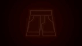 Glowing neon line Short or pants icon isolated on black background. 4K Video motion graphic animation.