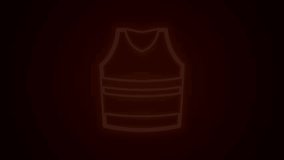 Glowing neon line Undershirt icon isolated on black background. 4K Video motion graphic animation.
