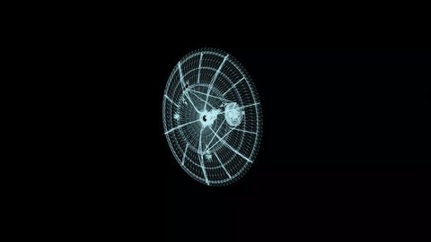 HUD The futuristic 3D sci-fi military Ground Satelie wireframe. 4k animation Video de stock