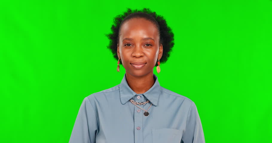 Green screen, black woman and counting on hand, fingers or teaching kids a high five with happiness on studio background. Smile, face and girl to learn math, count or mathematics numbers on hands Royalty-Free Stock Footage #1105370471