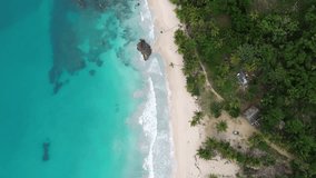 Playa Breman, Las Galeras, beach in Dominican Republic. Aerial drone video footage.