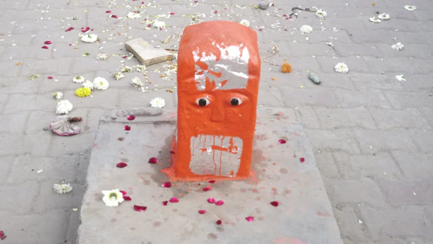 Beautiful Stone Idol of Hindu God Outside the Temple